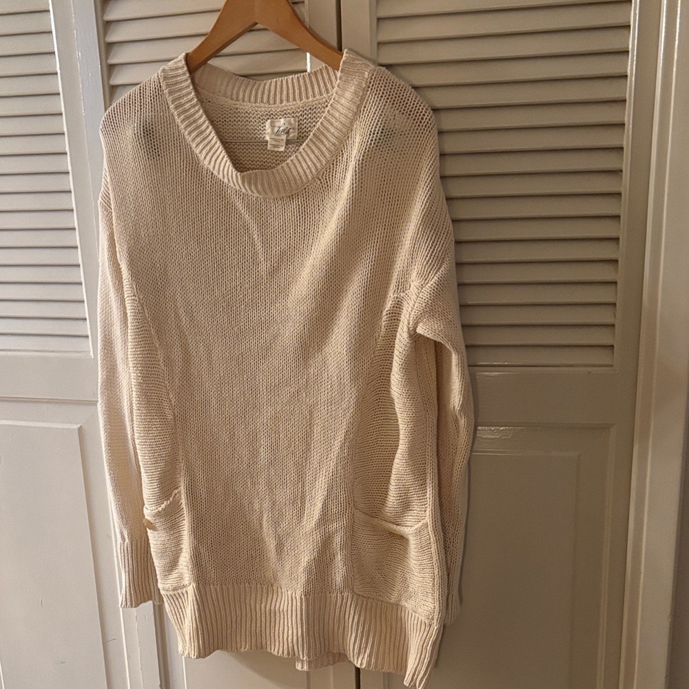 Levi's Cream Knit Sweater Large Chunky Oversized Layering Pockets